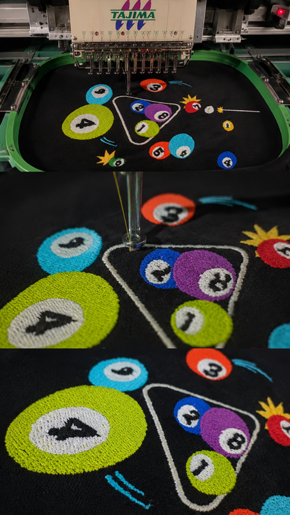 Billiards Embroidery T-shirt - Black