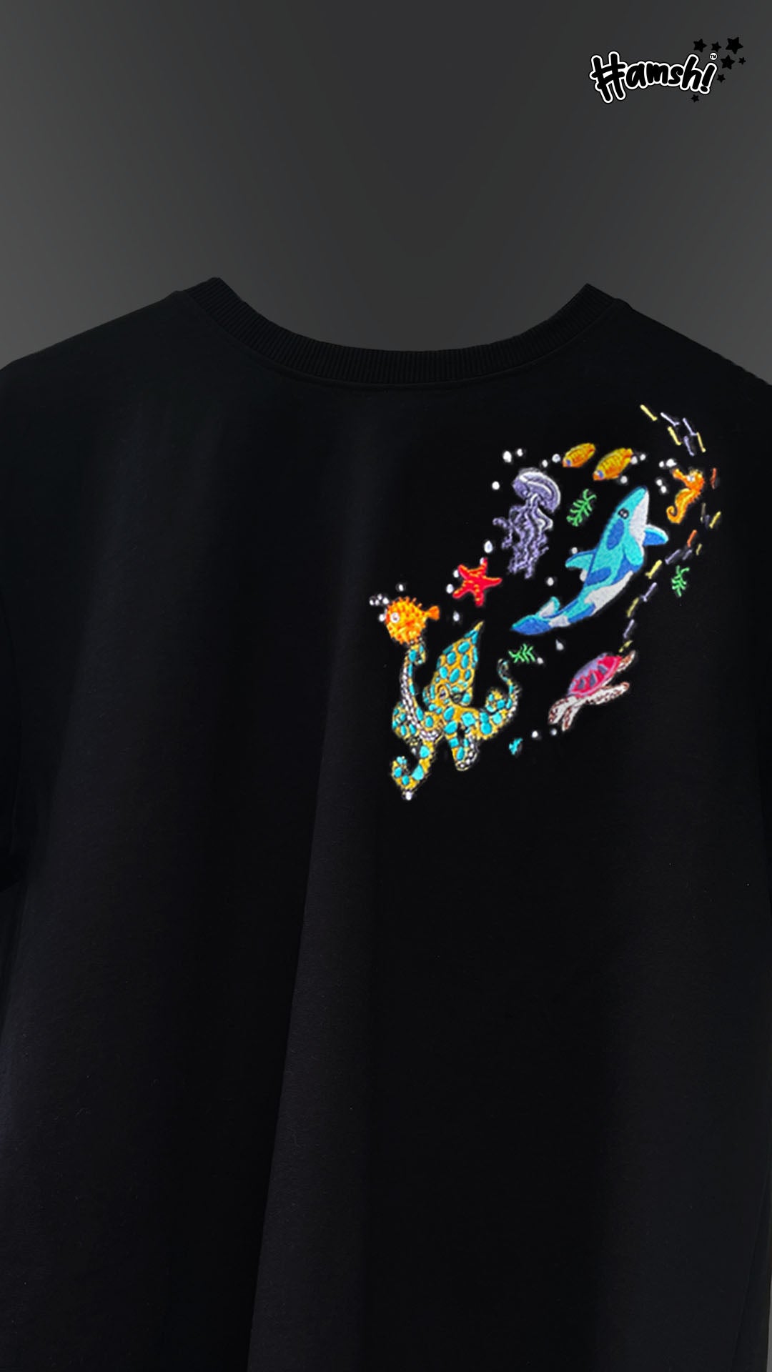 Marine Embroidery T-shirt - Black