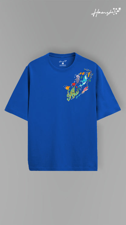 Marine Embroidery T-shirt - Blue