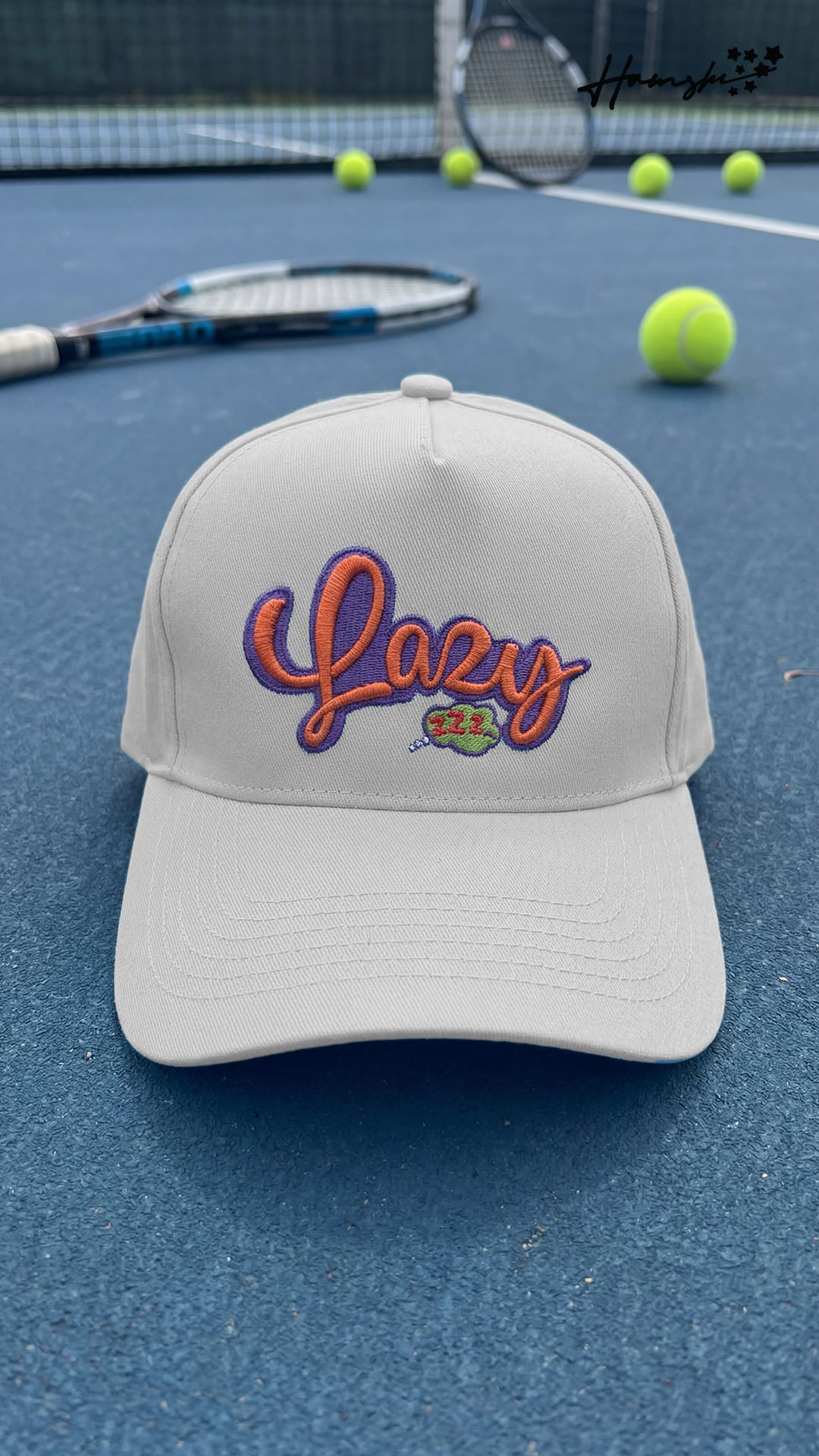 Lazy  Embroidery Cap - White