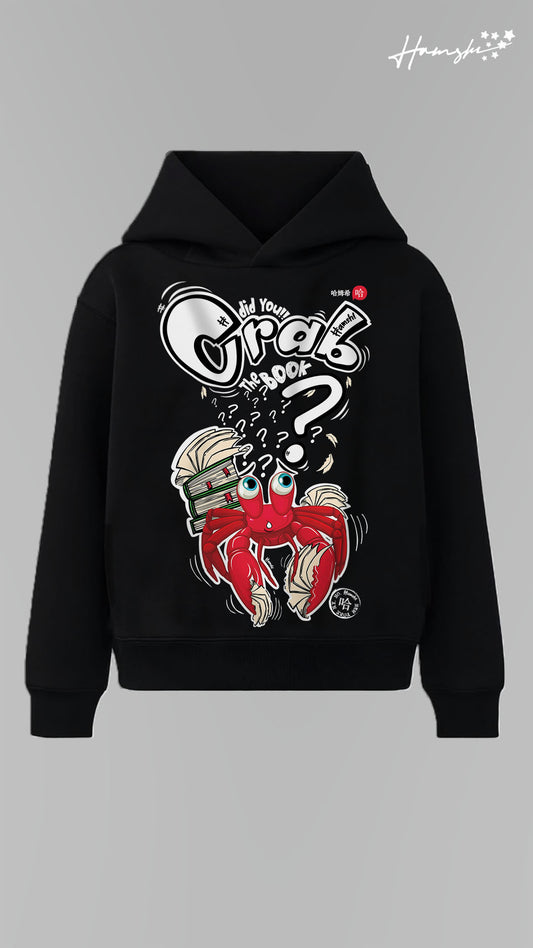 Crab Graphic Print Hoodie - Black