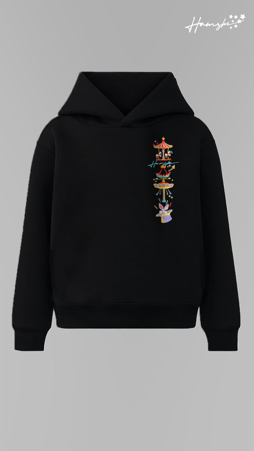 Circus Embroidery Hoodie - Black