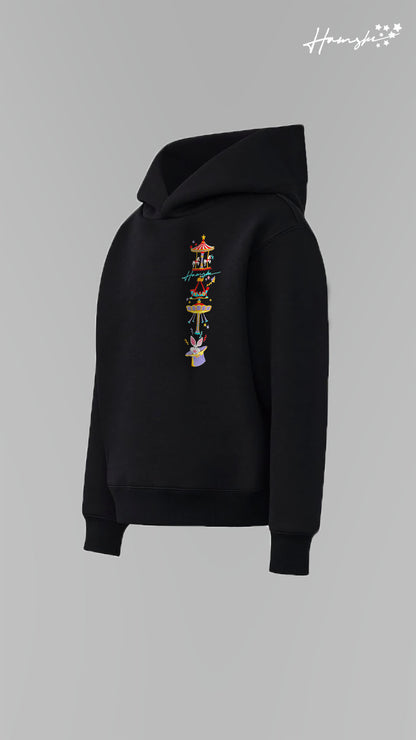 Circus Embroidery Hoodie - Black