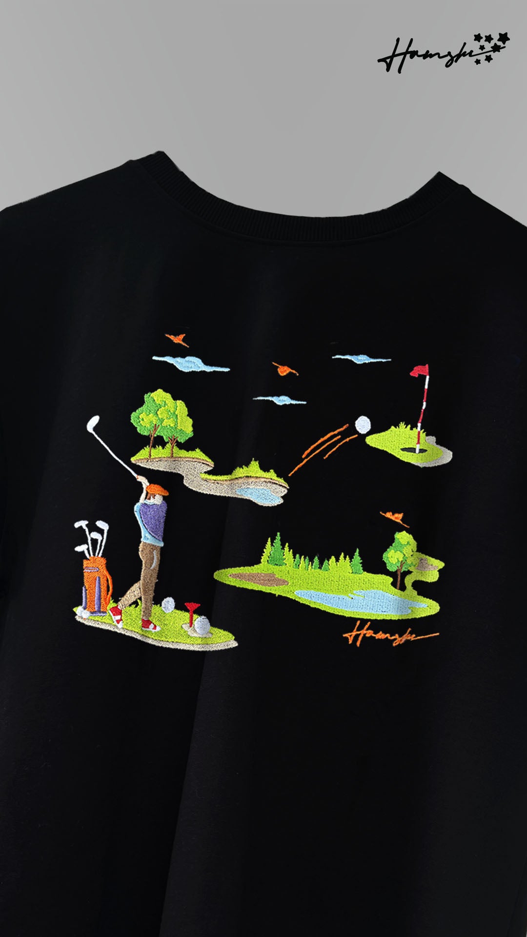 Golf Embroidery T-shirt - Black