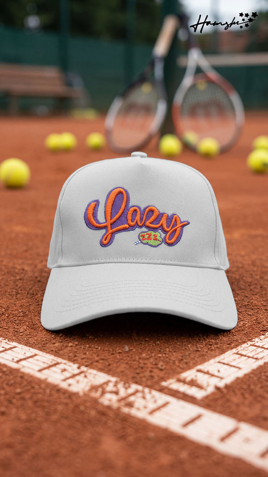 Lazy  Embroidery Cap - White