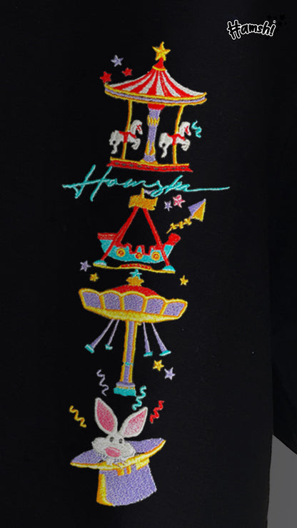 Circus Embroidery Hoodie - Black