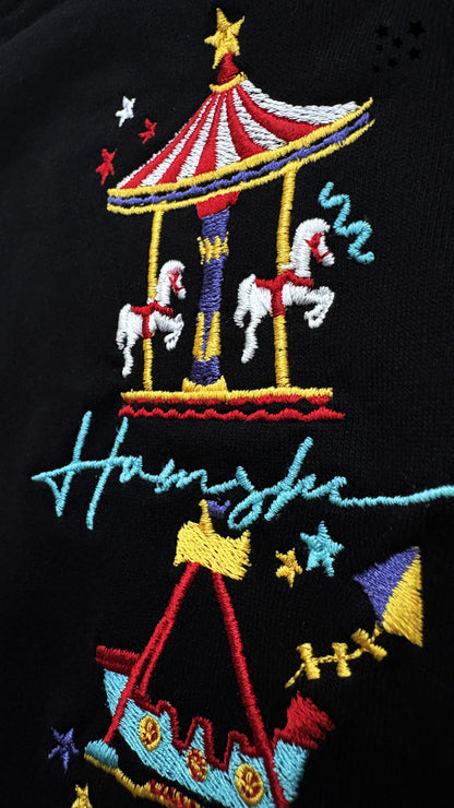 Circus Embroidery Hoodie - Black