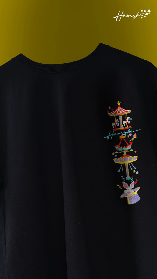 Circus Embroidery T-shirt - Black