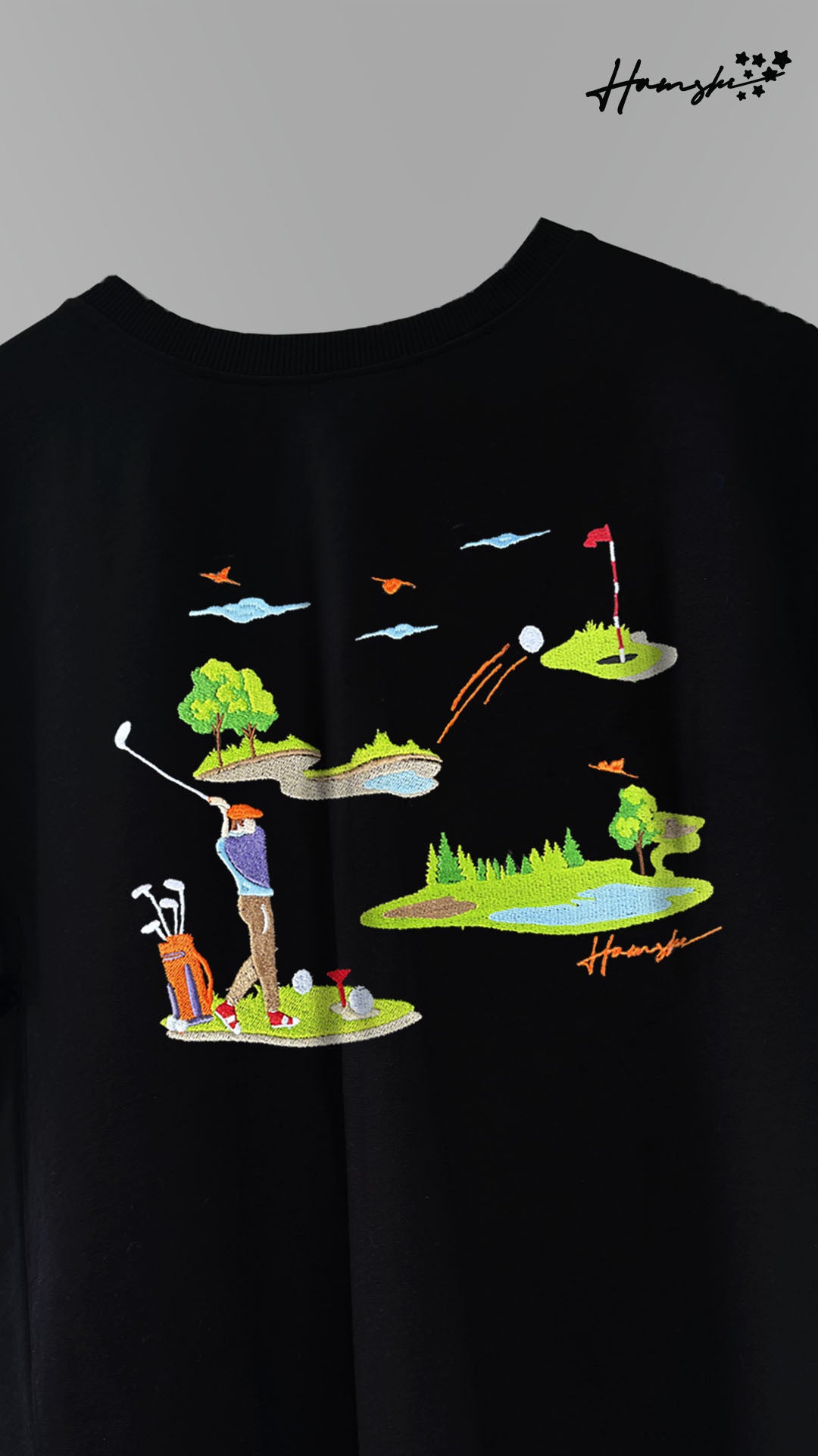 Golf Embroidery T-shirt - Black