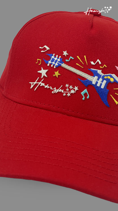 Music Embroidery Cap - Red