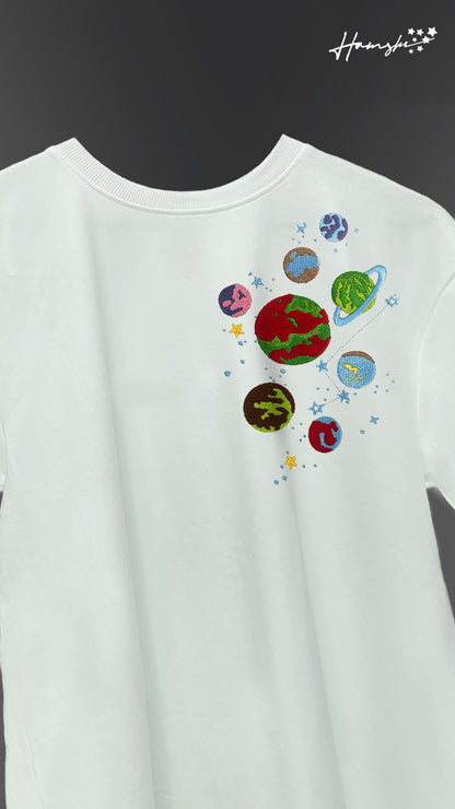 Galaxy Embroidery T-shirt - White