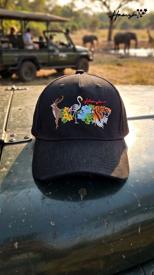 Jungle Embroidery Cap - Black