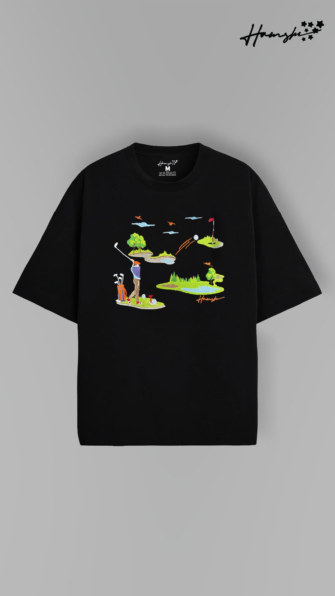 Golf Embroidery T-shirt - Black