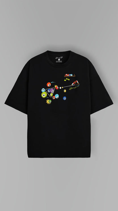 Billiards Embroidery T-shirt - Black