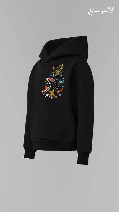 Planes Strike Embroidery Hoodie - Black