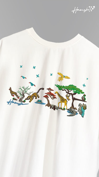 Wild Life Embroidery T-shirt - White