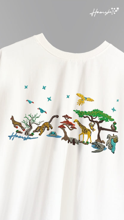 Wild Life Embroidery T-shirt - White
