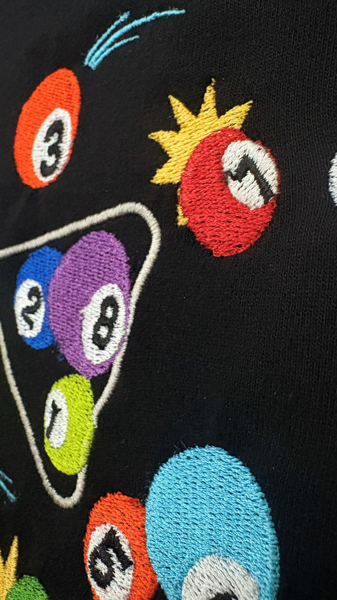 Billiards Embroidery T-shirt - Black