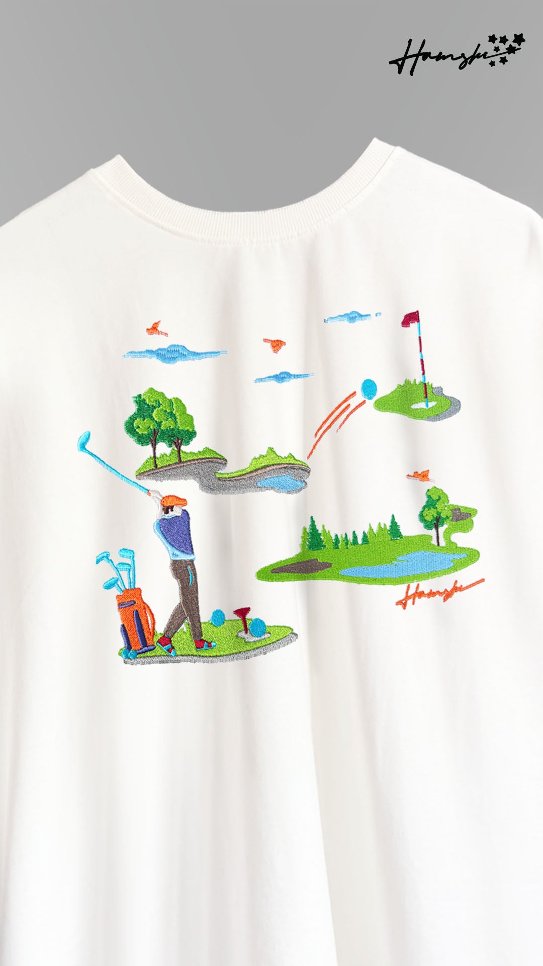 Golf Embroidery T-shirt - White