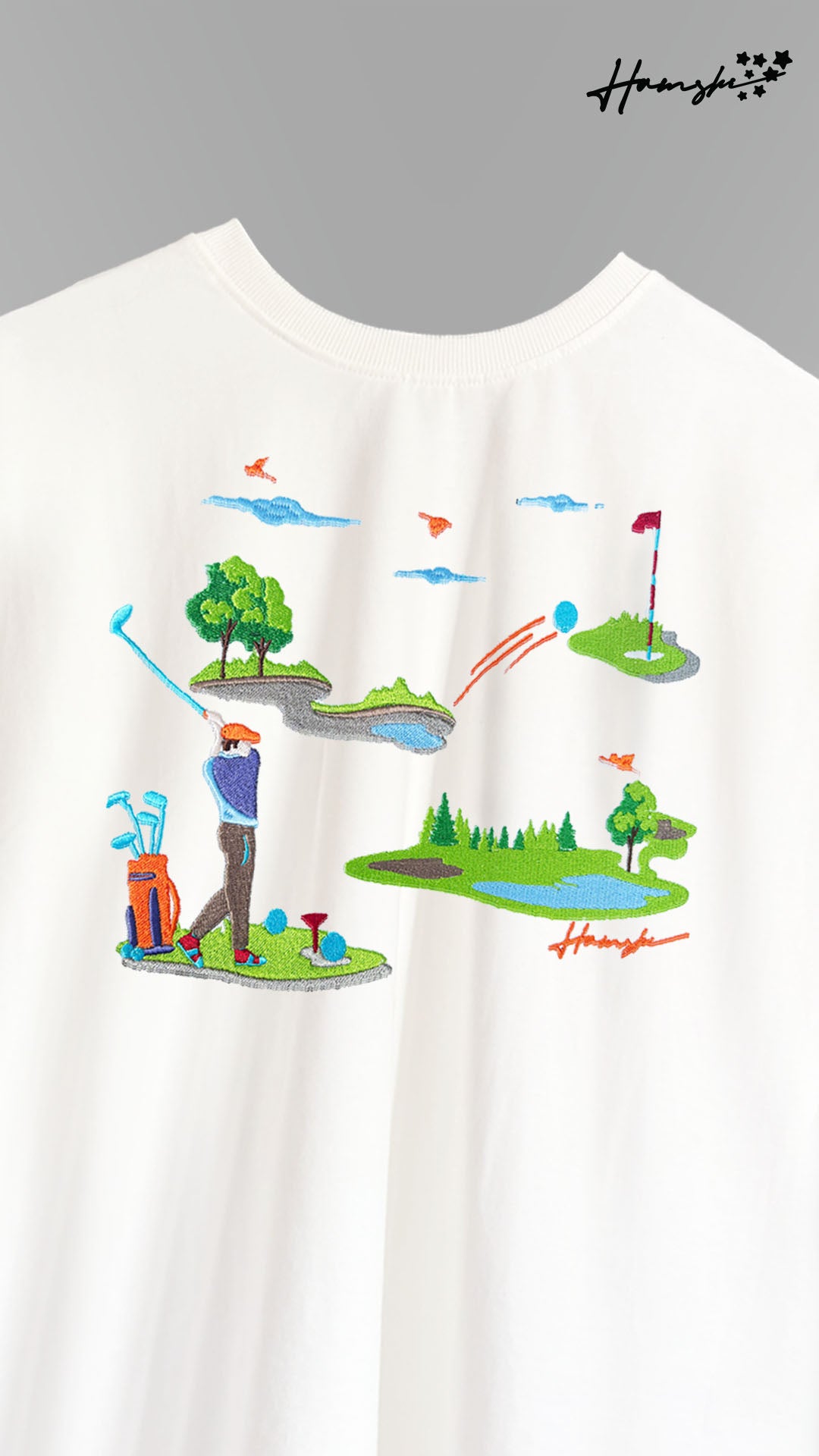 Golf Embroidery T-shirt - White