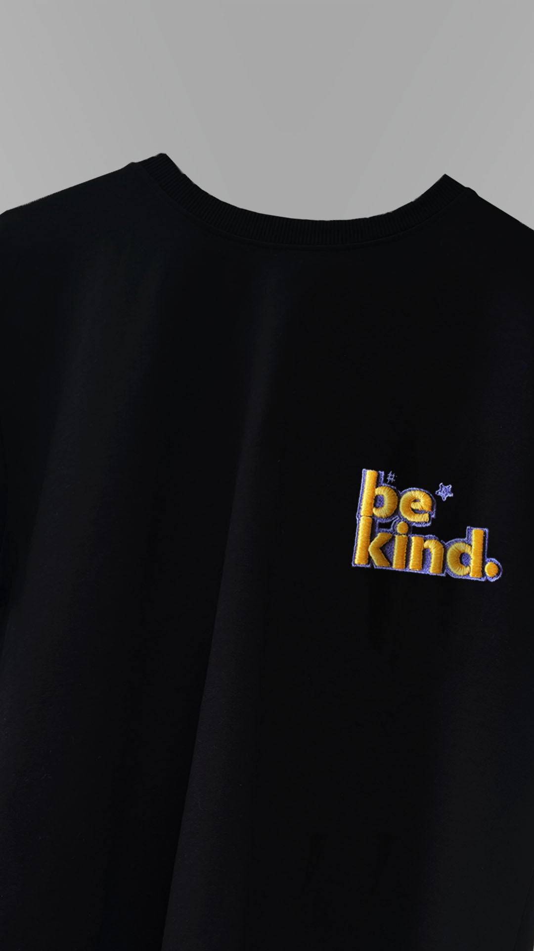 Be Kind 3D Embroidery T-shirt - Black