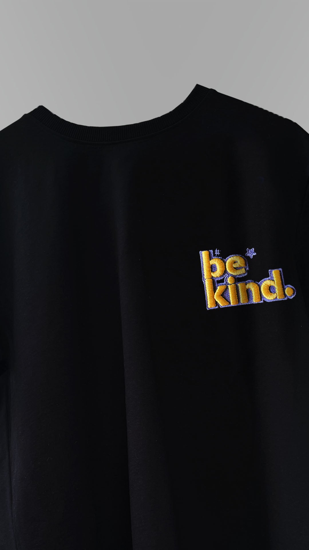 Be Kind 3D Embroidery T-shirt - Black