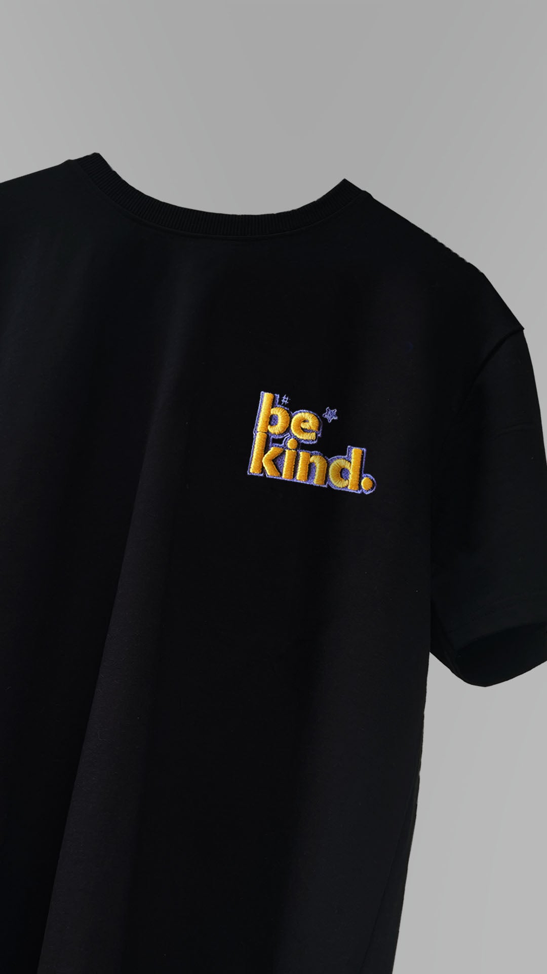 Be Kind 3D Embroidery T-shirt - Black
