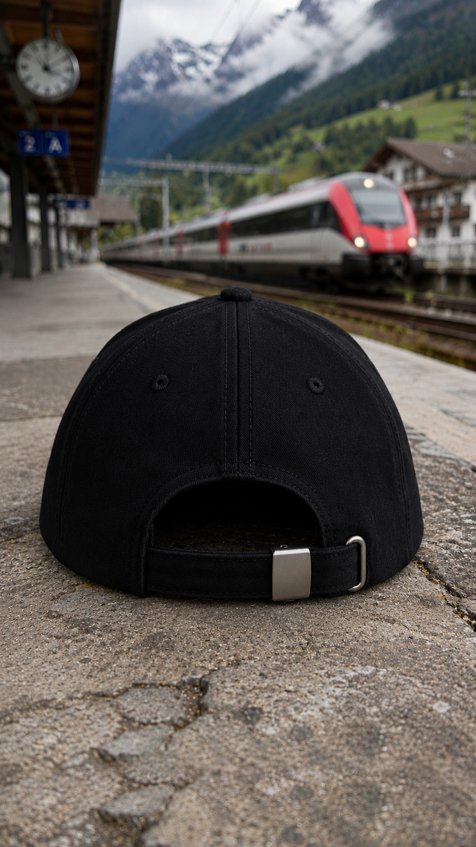 World Map Embroidery Cap - Black