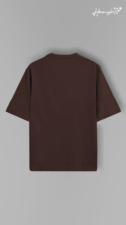 World Map  Embroidery T-shirt - Brown