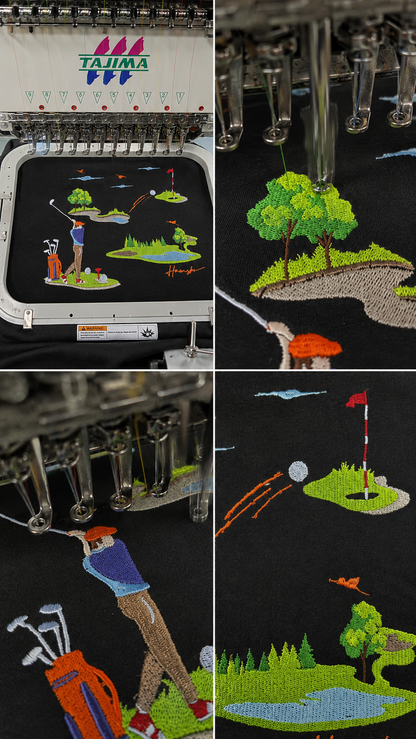 Golf Embroidery T-shirt - Black