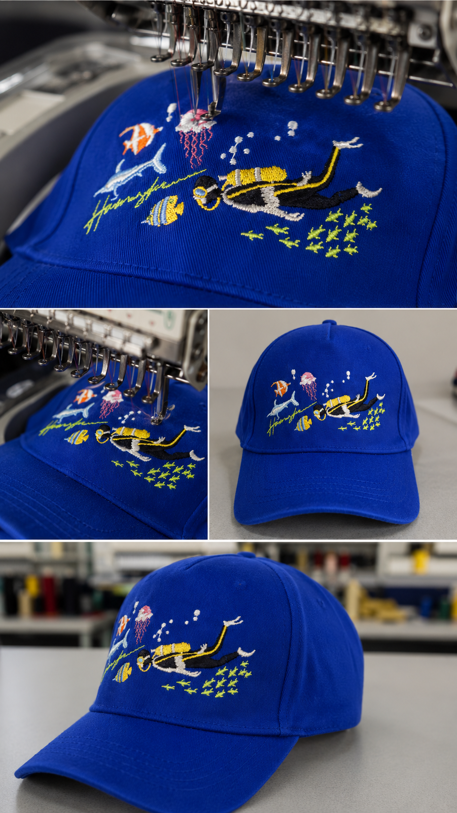 Scuba Embroidery Cap - Blue
