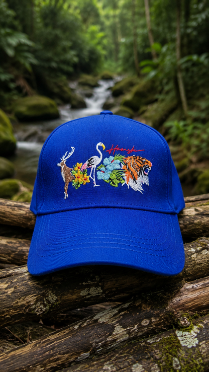 Jungle Embroidery Cap - Blue