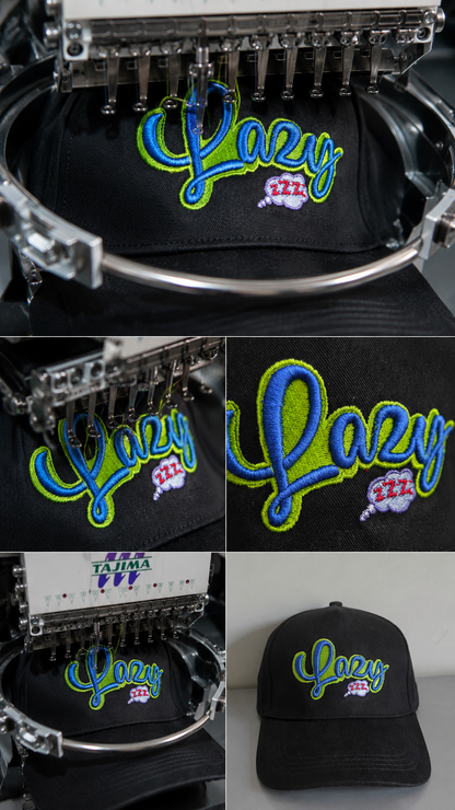 Lazy 3D Embroidery Cap - Black