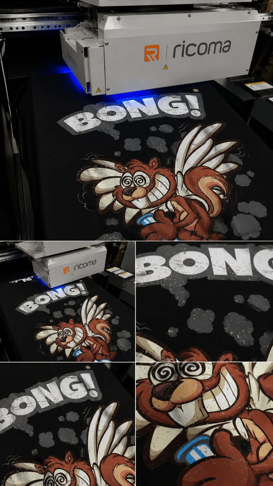 Bong Fly Print T-shirt - Black