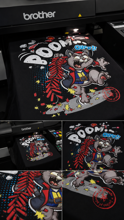 Boom Cat Print T-shirt - Black