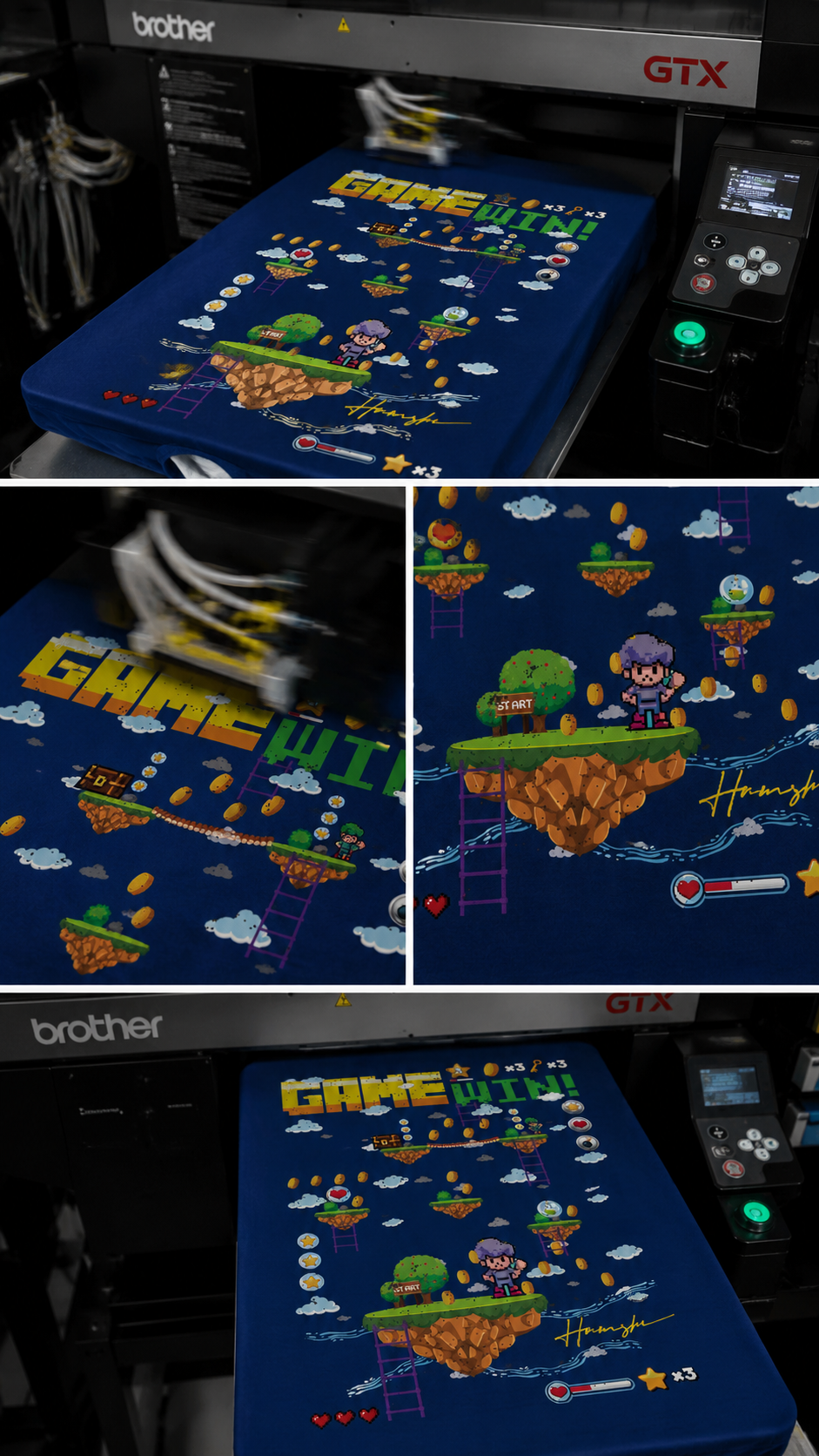 Mario Video Game Print T-shirt - Blue
