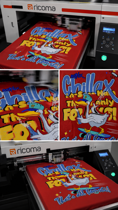 Duck Chillax Print T-shirt - Red