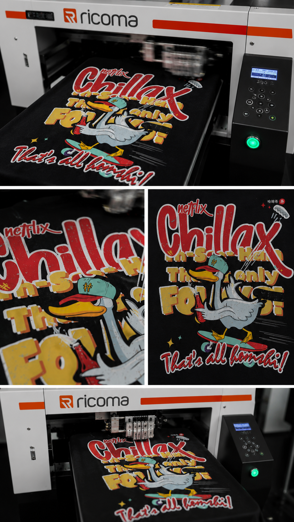 Duck Chillax Print T-shirt - Black