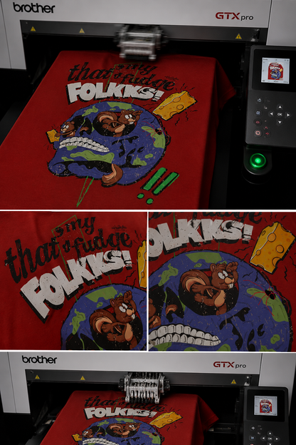 Skull Folks Print T-shirt - Red
