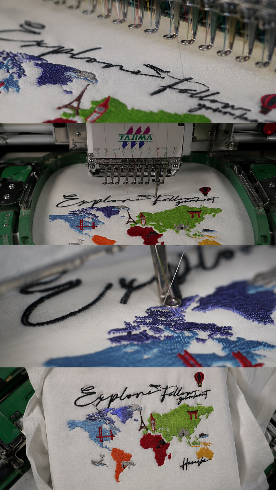 World Map Embroidery T-shirt - White
