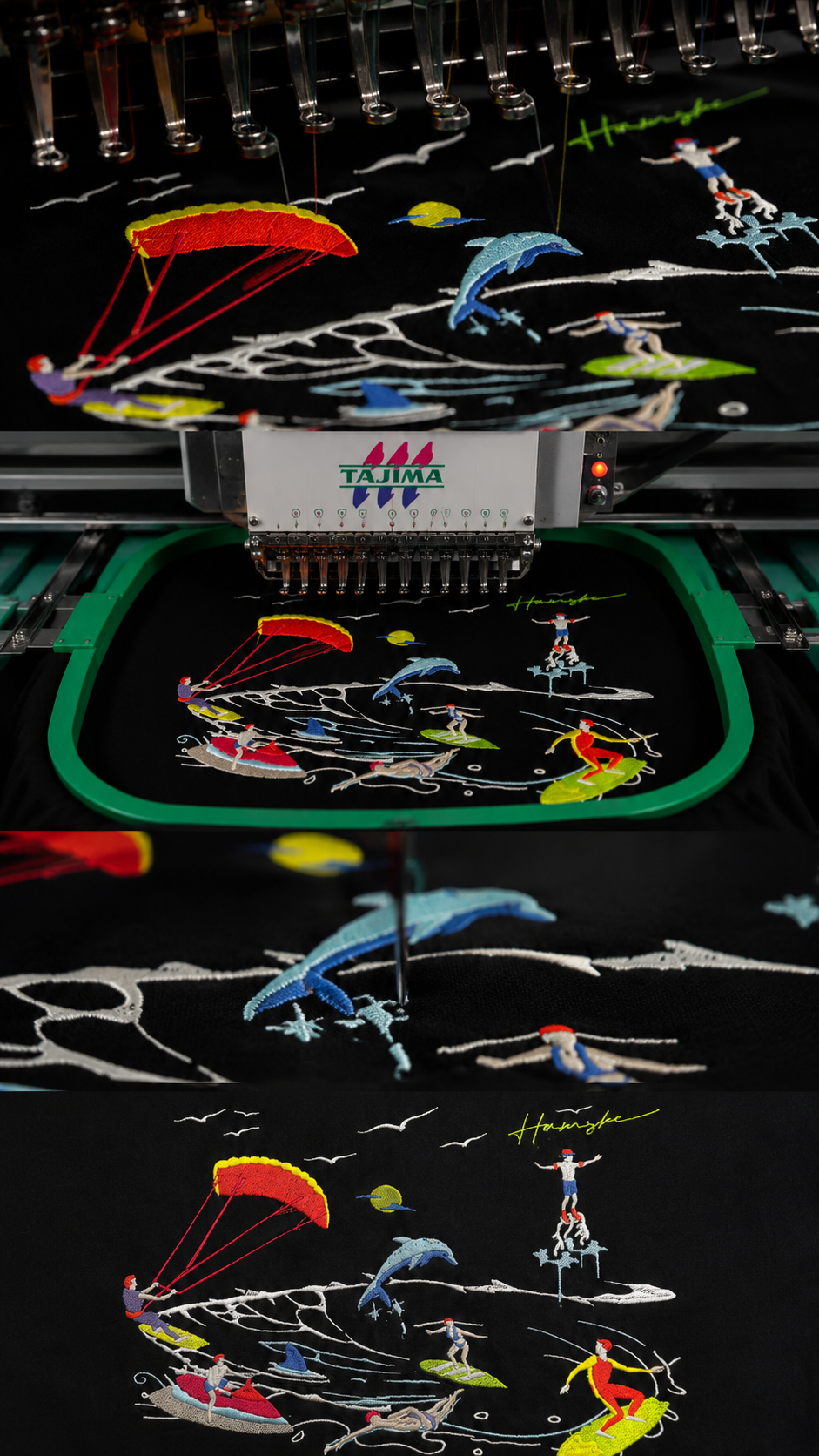 Sea Surfers Embroidery T-shirt - Black