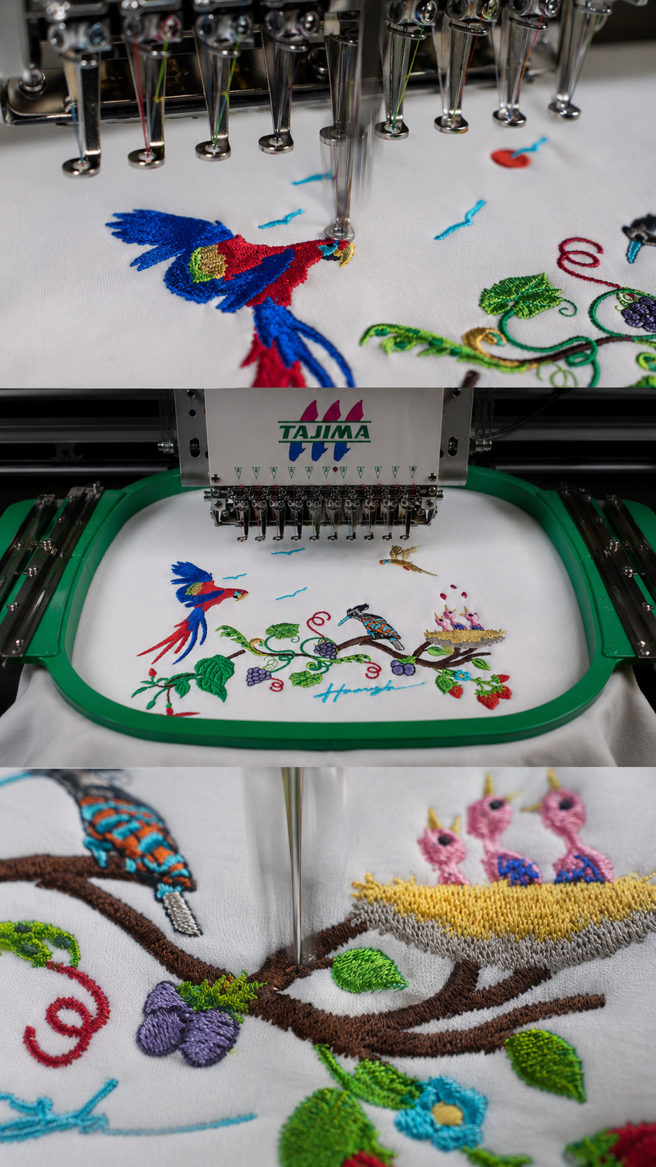 Birds Embroidery T-shirt - White