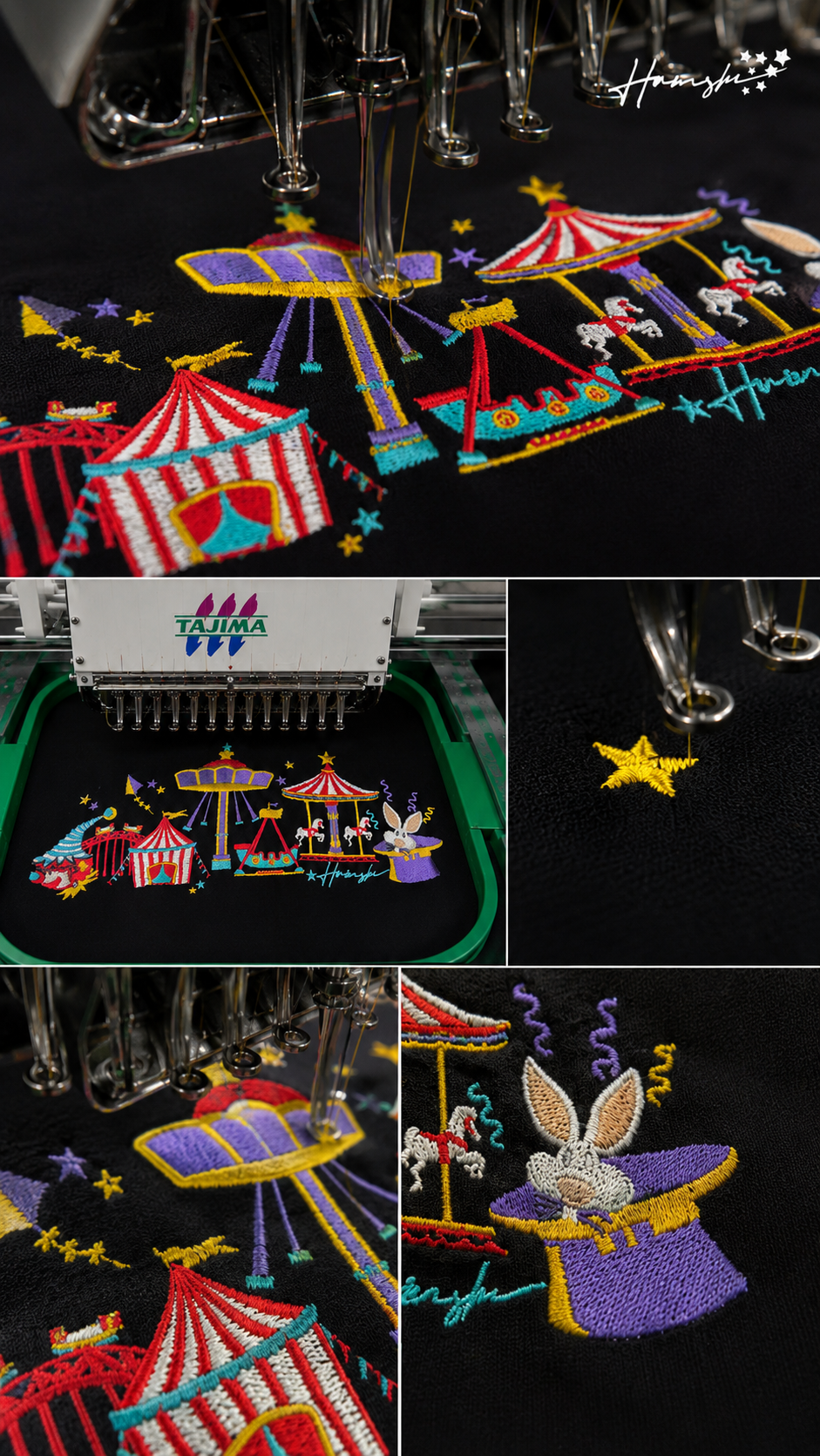 Clowns & Rides Embroidery T-shirt - Black