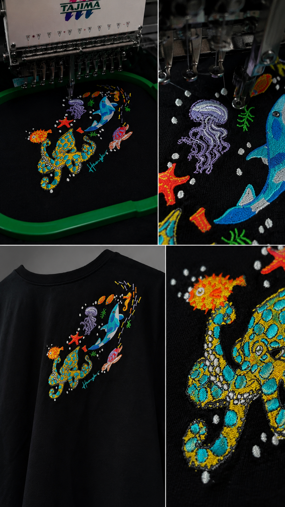 Marine Embroidery T-shirt - Black