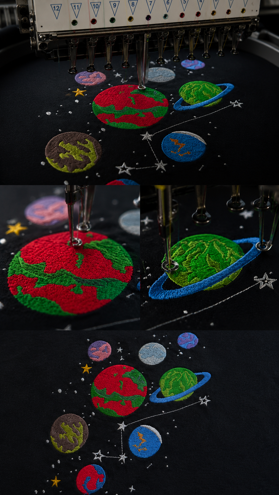 Galaxy Embroidery T-shirt - Black
