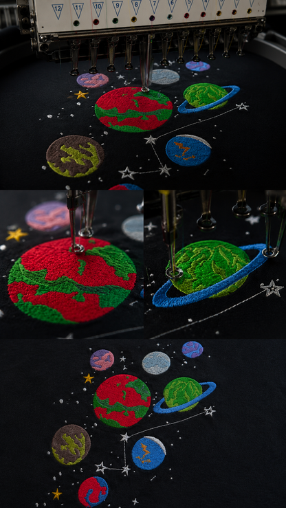 Galaxy Embroidery T-shirt - Black