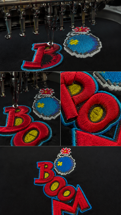 Boom -3D Embroidery T-shirt - Black