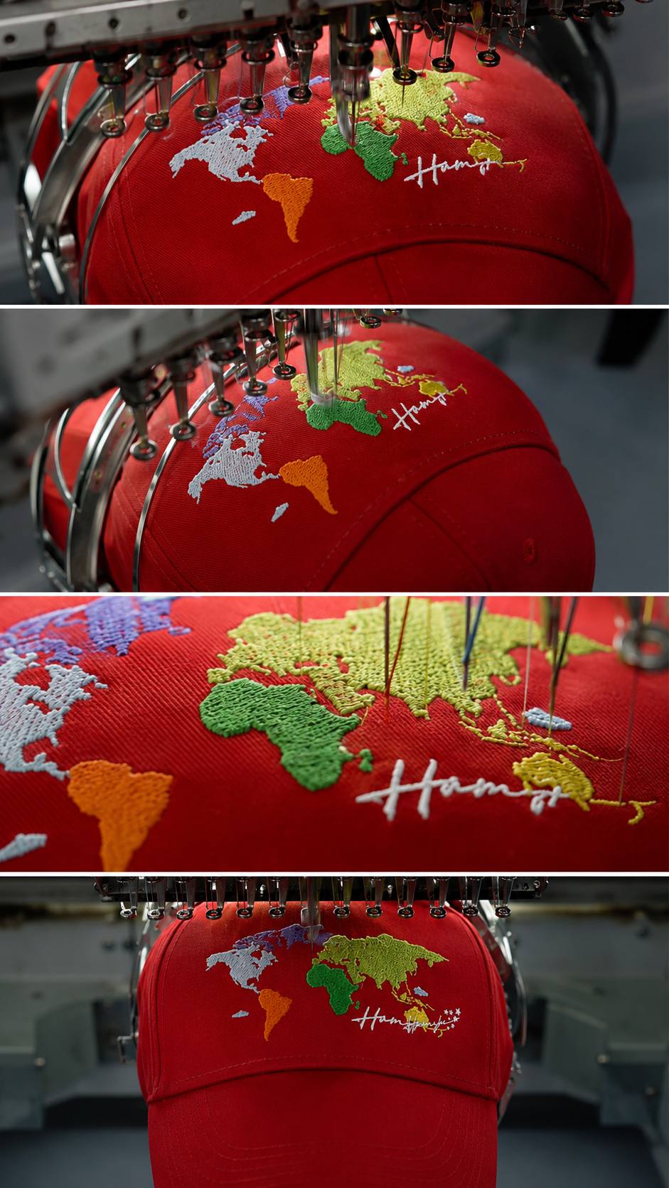 World Map Embroidery Cap - Red