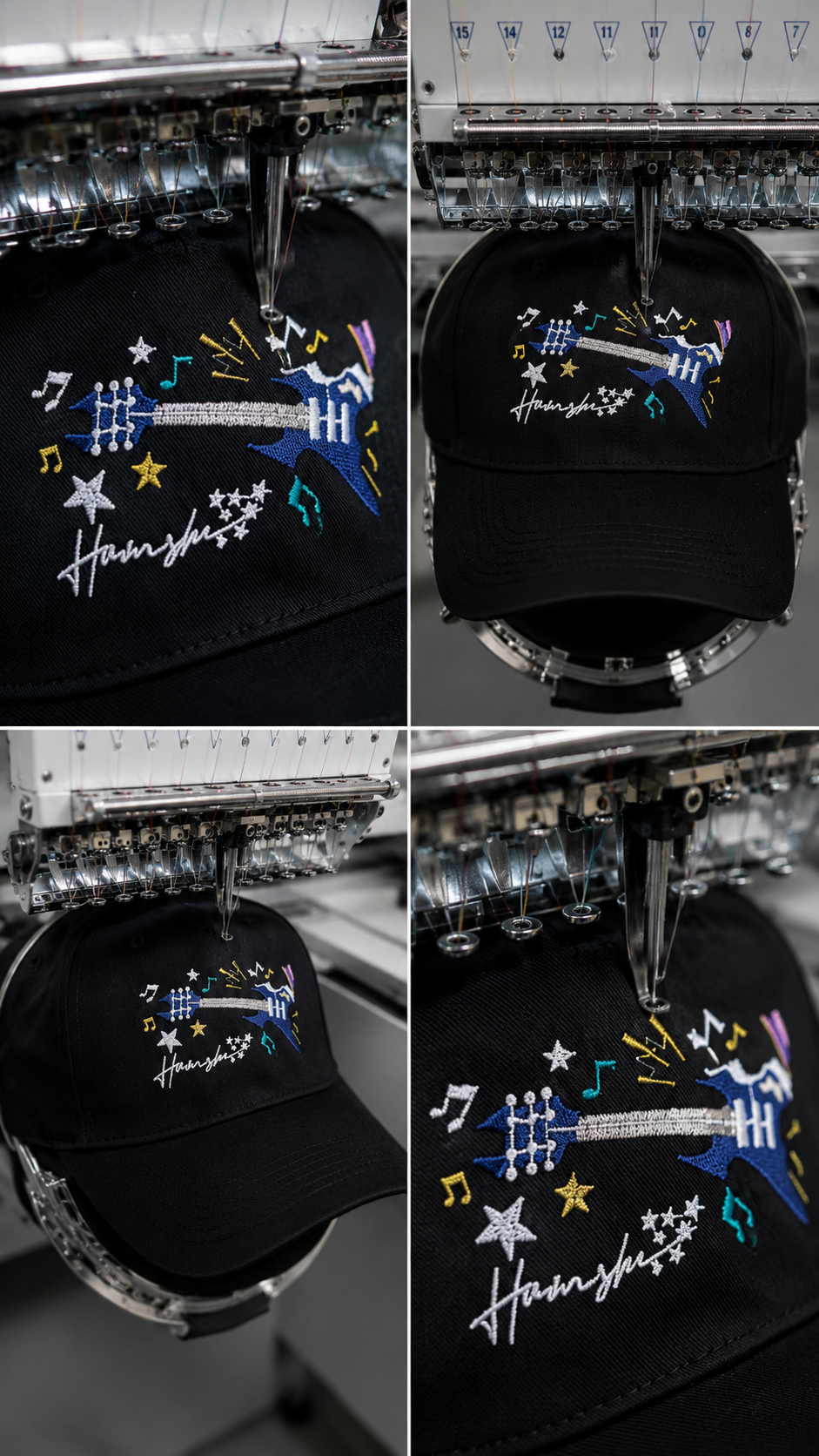 Music Embroidery Cap - Black
