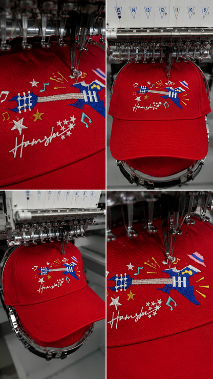 Music Embroidery Cap - Red